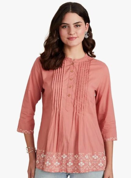 Blush Pink Pleated Kurti Top