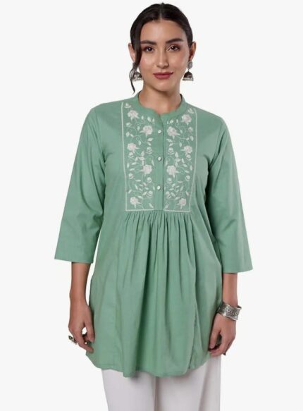 Sage Green Embroidered Kurti